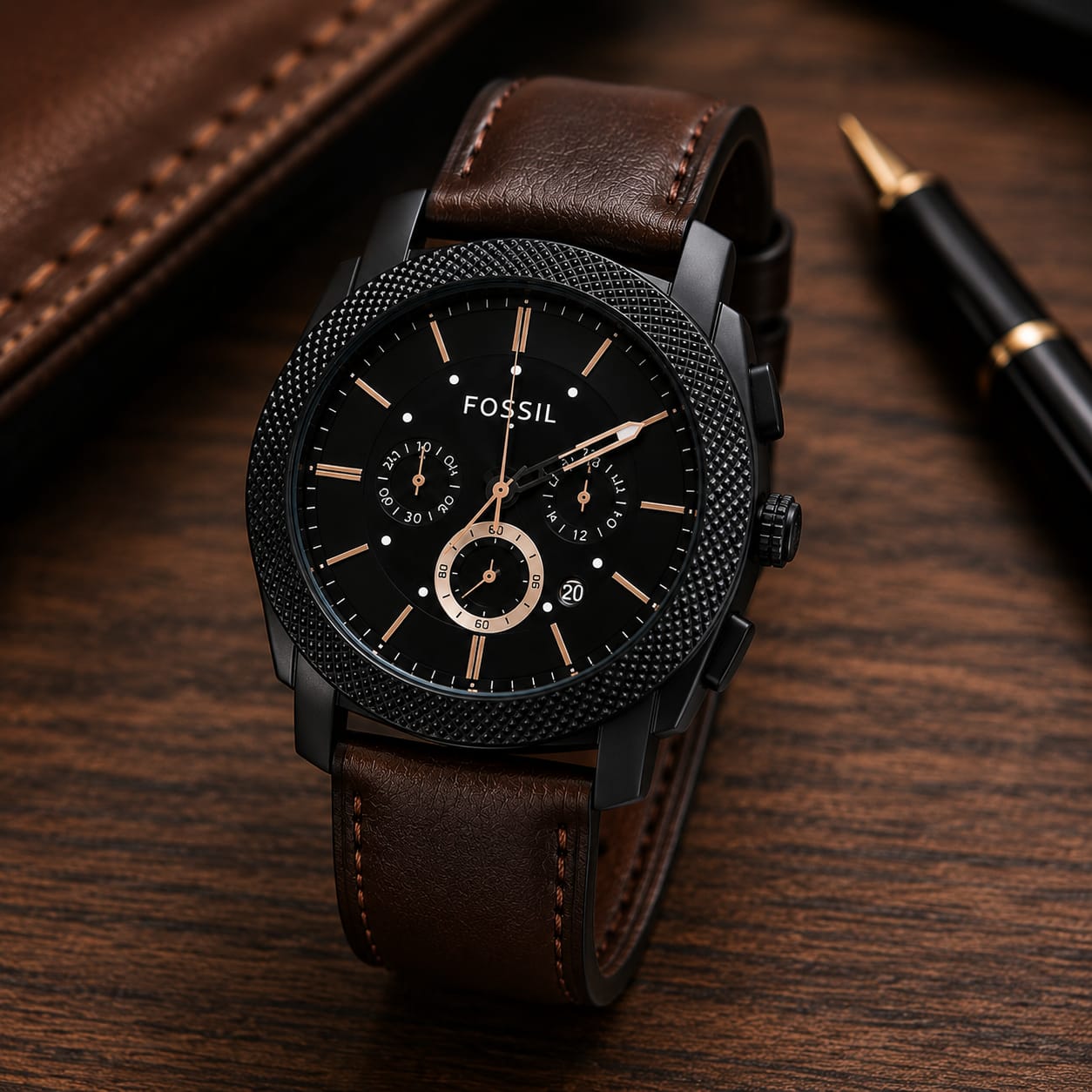 Fossil Premium Brown Leather Chronograph Watch