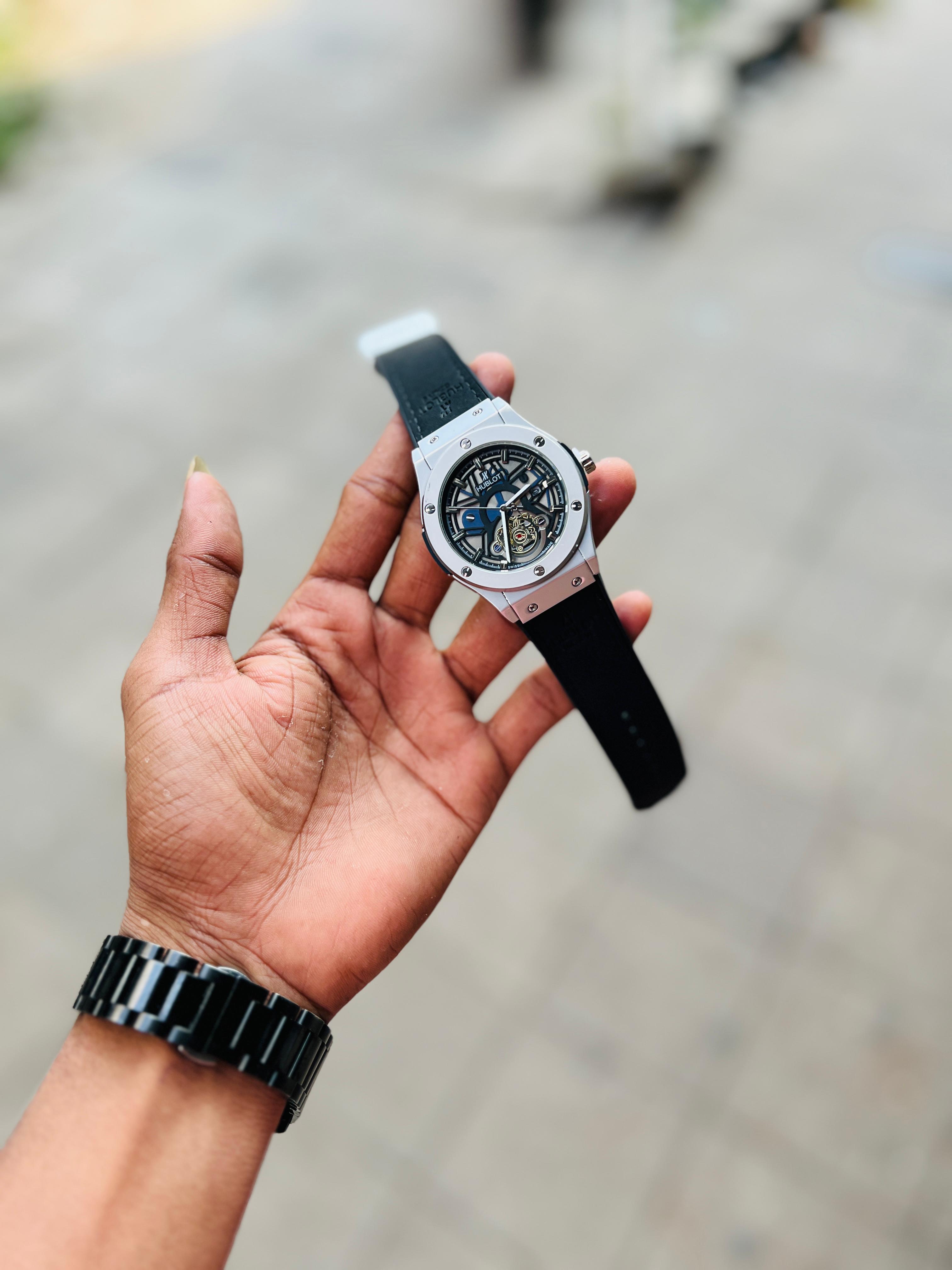 Premium Men's Octagonal Bezel Sport Watch_Black Silicone Ptrap