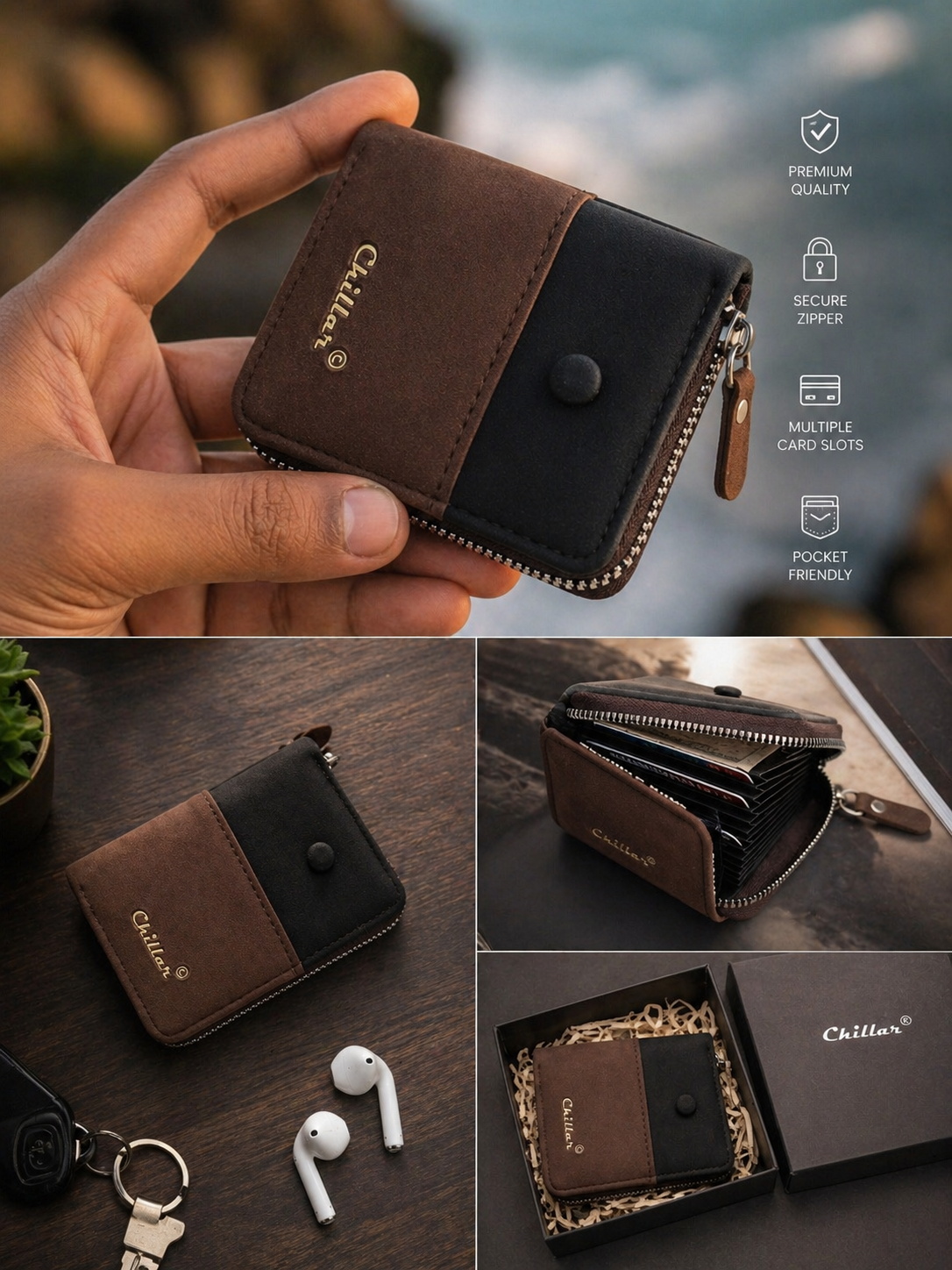 Premium compact card holder wallet
